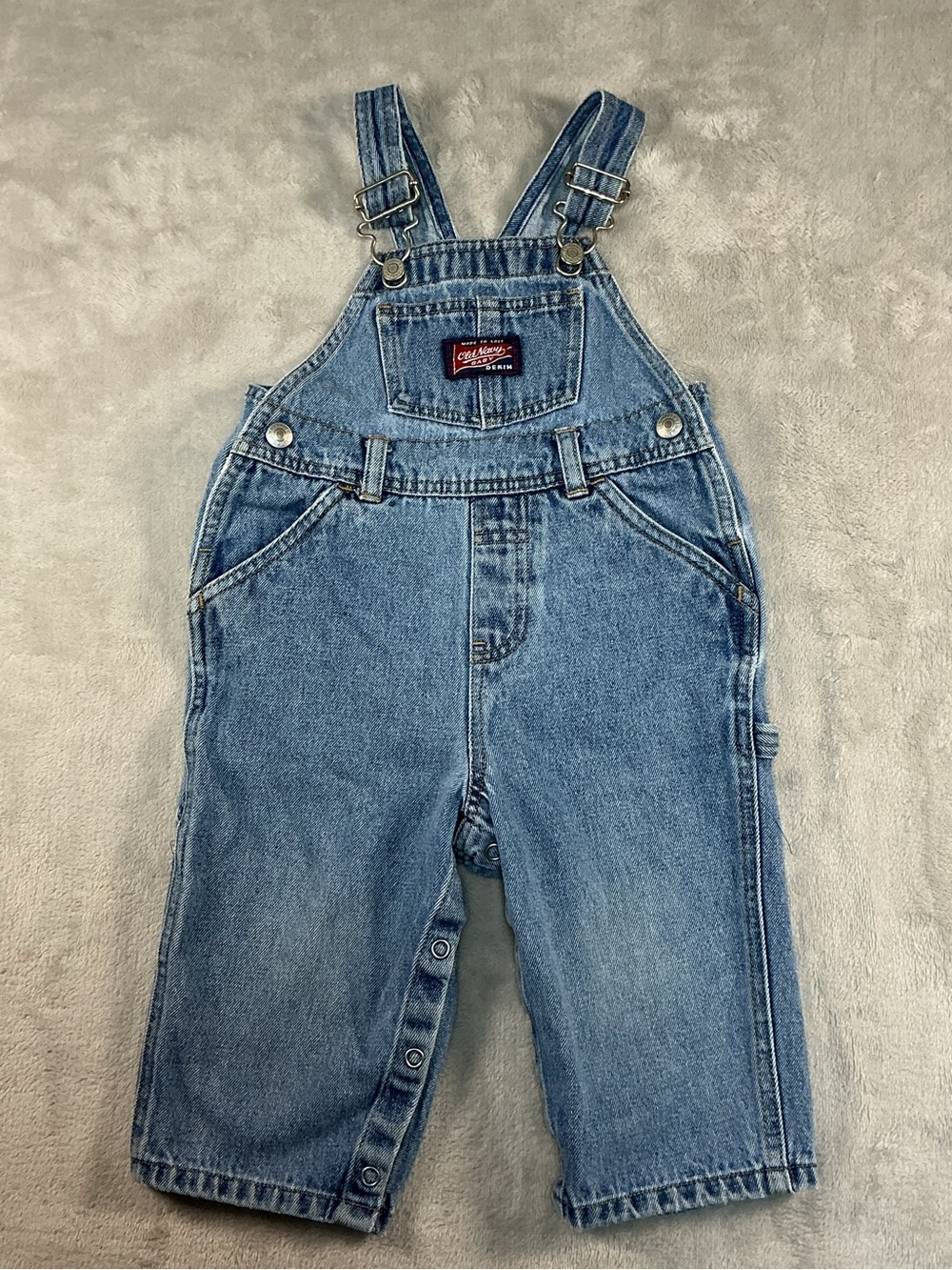 Vintage Old Navy Overalls Baby Toddler 12-18 Months Blue Denim Vintage Y2K